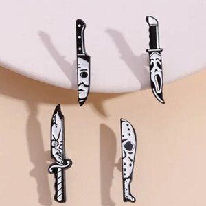 Halloween Horror Knife Pin Set of 4 Jason Vorhees Michael Myers Ghostface Chucky
